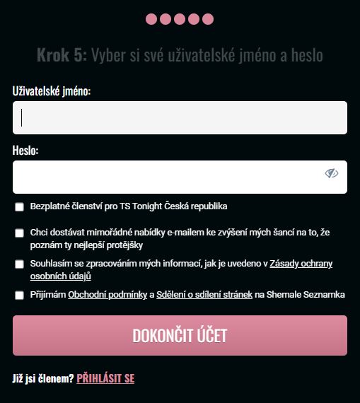 Registrace na ShemaleSeznamka.cz